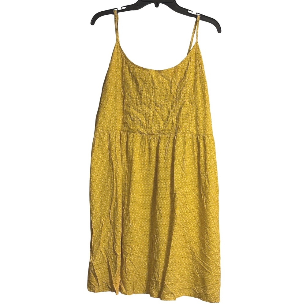 Old Navy Womens XL Yellow Floral Pintuck Smocked Back Cami Mini Dress Sundress